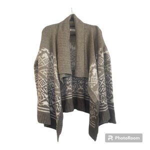 Abercrombie & Fitch White Fair Isle Print Waterfall Open Front Cardigan - Size S